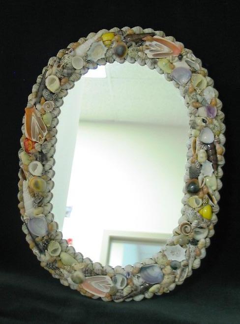 SEA SHELL OVAL MIRROR  13  x  10 inch - MIXED