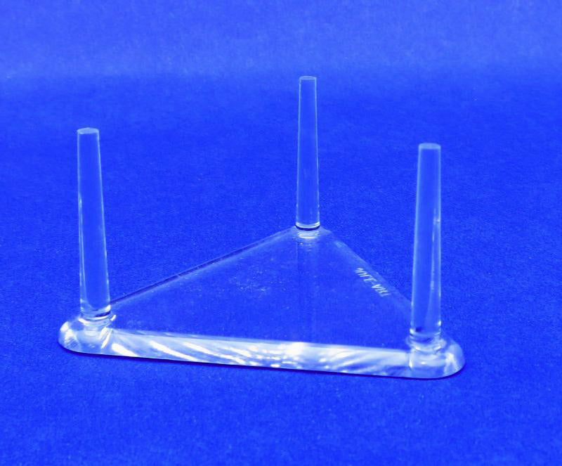 Triangle 3 Peg DISPLAY STAND - 2.5 x 1 3-8 inch Tall - CLEAR PLEXI GLASS - NEW920