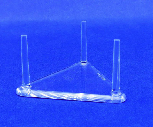 Triangle 3 Peg DISPLAY STAND - 2.5 x 1 3-8 inch Tall - CLEAR PLEXI GLASS - NEW920