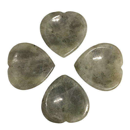 Labradorite Heart Worry Stones - 40mm - Chine - NEW722