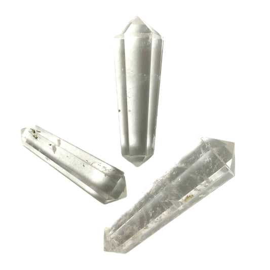 Quartz clair - Pointes de crayon à double terminaison 35-40mm - 6 grammes - Inde - commande par 5 - NEW1221