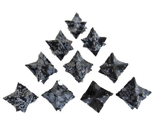 Snowflake Obsidian  Merkaba Star Stones 15-19mm - 20 Grams - India (Minimum 5) NEW422