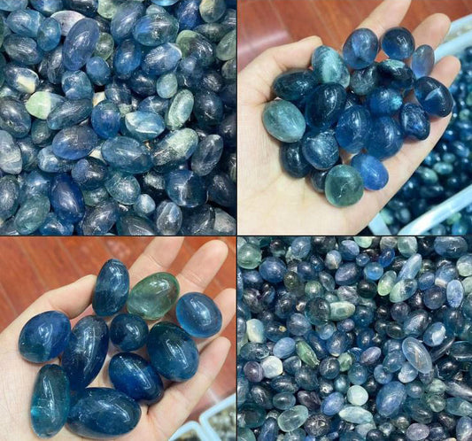 Blue Fluorite Tumbled Stones - 25 - 45mm - 500 grams. - Oval Grade A - China - NEW423