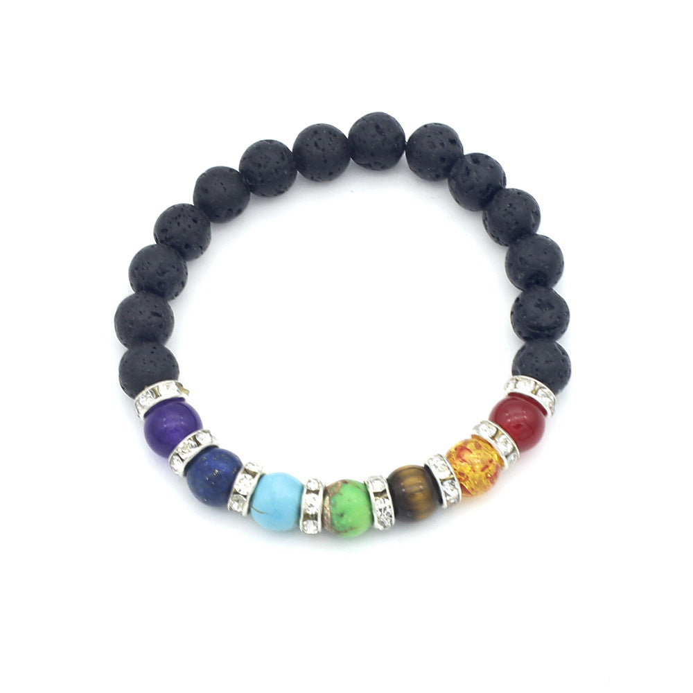 Gemstone Bracelet with Lava - 8mm 7 Inch - NEW521