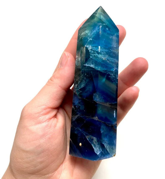 Vert fluorite et violet avec BLEU - Points polis tour - 6 pouces - Prix par gramme par pièce - Commande B2B 1 = 1 tour, nous facturons donc Ex. 160g = 28,80 $ chacun - NOUVEAU622