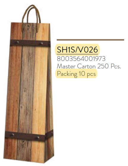 OAK - Rovere Design  - Single WINE Bottle Bag - Fits 750ml (10 per pack 250 per case) NEW421