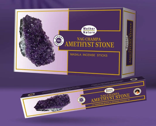 Bâtons d'encens Mother Nature AMETHYST - La boîte contient 12 boîtes de 15 grammes - NEW222