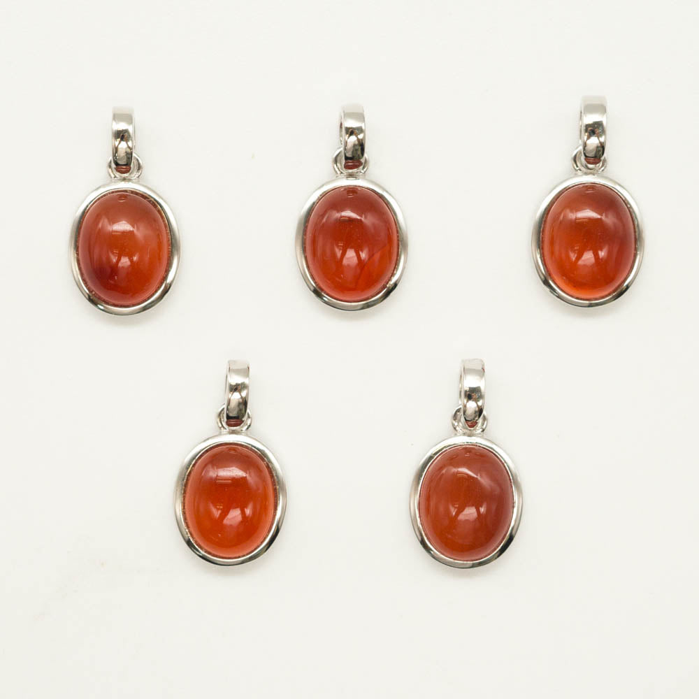 Silver Gemstone Carnelian Oval 8x10mm Pendant - NEW921