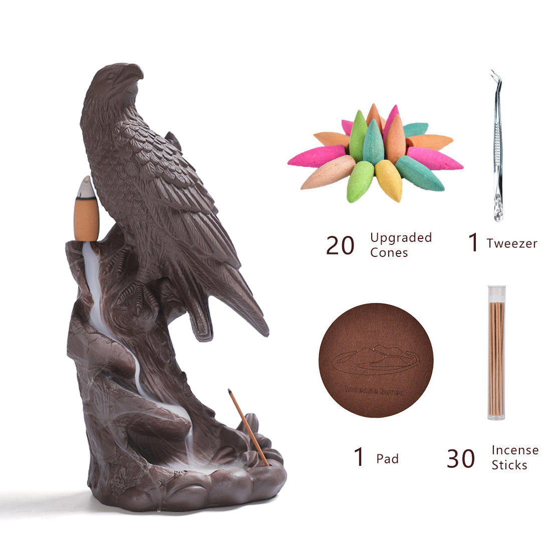 EAGLE Backflow Incense Burner - 27x17x15cm - NEW423