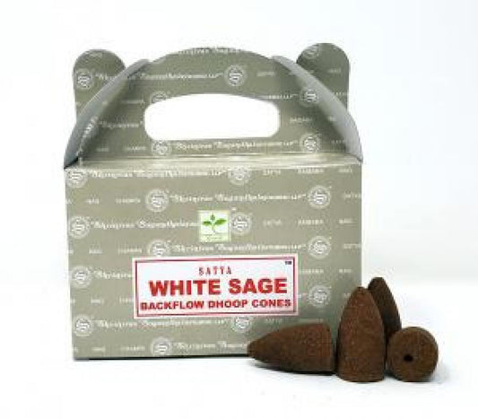 Satya White Sage  BACKFLOW Cones (6 pack/box) - (24 cones each pack) - NEW922