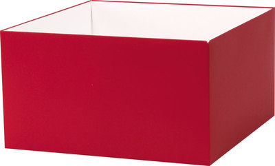 Square Gift Box Base - Red  - X-Large - 10 x 10 x 5 1/2 inch (Order in 25's) Fits a 26x40 Cello Bag