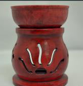 Red SOAP STONE Aroma Lamp - Oil Burner - 3 inch