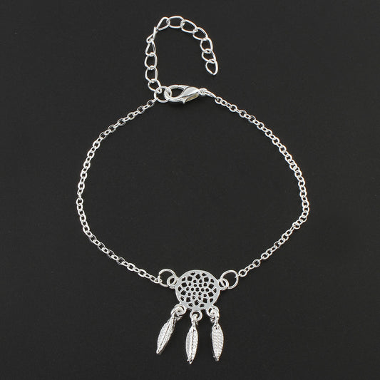 Dream Catcher Zinc Alloy Anklet with 5.7cm extender chain - Platinum Color Plated - lead & cadmium free 160mm Approx 6 Inch