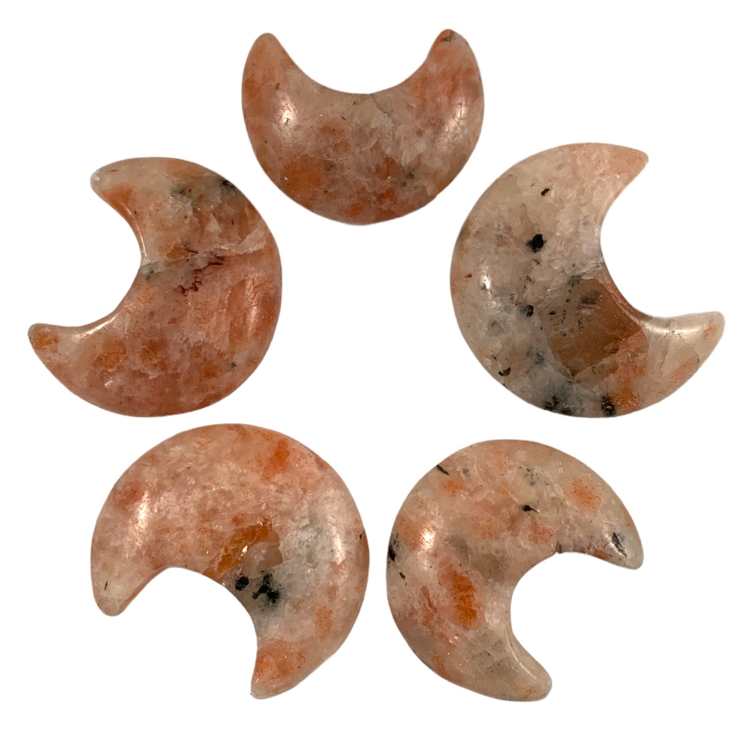 Sunstone - CRESCENT MOON Smooth - 30 to 35mm - India China - NEW1122