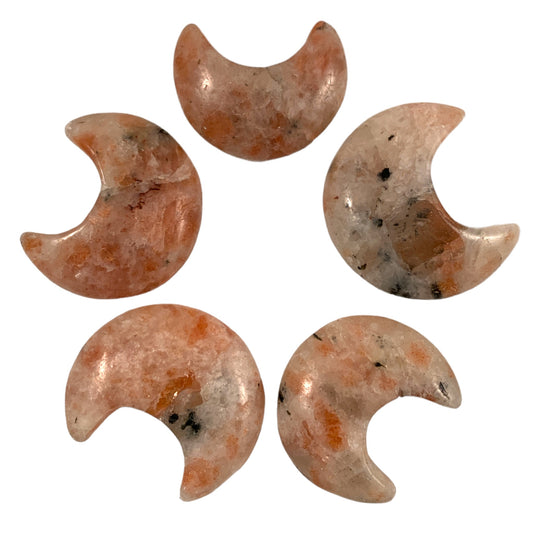 Sunstone - CRESCENT MOON Smooth - 30 to 35mm - India China - NEW1122