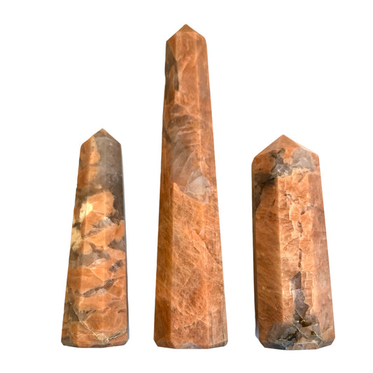 Orange Moonstone - Obelisk Polished Points - 3 to 4 inches - Price per gram per piece (B2B ordering 1 = 1 Tower so we charge Ex. 40g = $3.20 each)