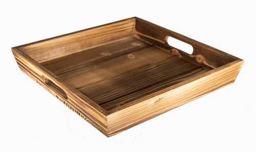 Brown Fir wood Tray SMALL 11.75 x 11.75 x 1.75 inch - Fits 25 x 30 Cello bag
