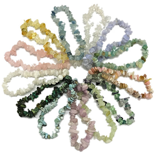 Natural Gemstone Chip Bracelets in Display Box 100 pc