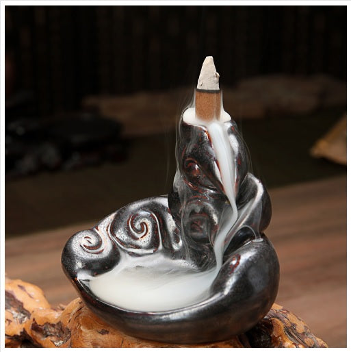 Incense Smoke Backflow Hole Ceramic Incense Burner, Porcelain, Handmade Size: 112 x 95 x 90mm