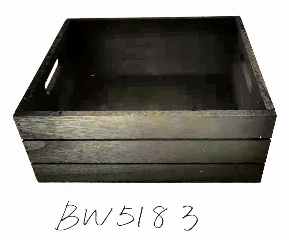 Caisse en bois de paulownia noir 9,5 x 8,5 x 4 pouces de profondeur - Convient à un sac panier 20x30