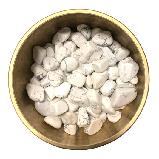 White Howlite Tumbled Stones - Medium 25 - 35 mm - 1 lb - China