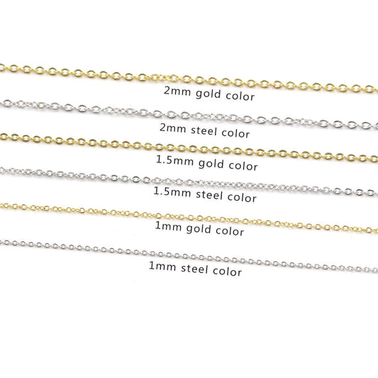 Gold Stainless Steel Chain Necklace 1.5mm - Length: 50cm 19.6 inch Weight: 4Grams (Packed in 10's)