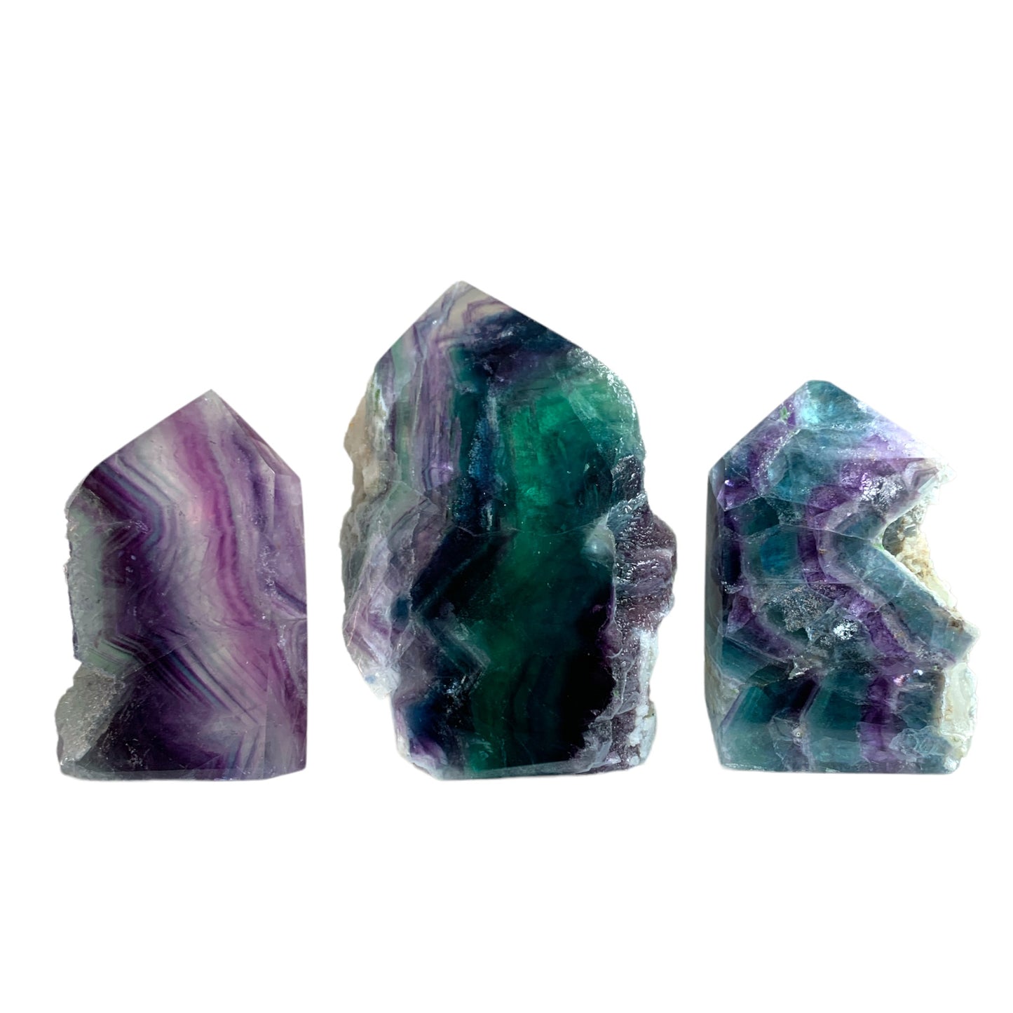 Fluorite verte et violette - Points polis tour à bord rugueux - 4 à 6 pouces - Prix par gramme - Chine