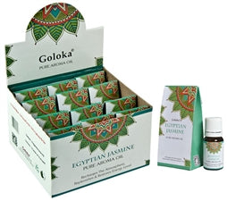 Huile aromatique au jasmin égyptien Goloka - Boîte de présentation avec 12 bouteilles