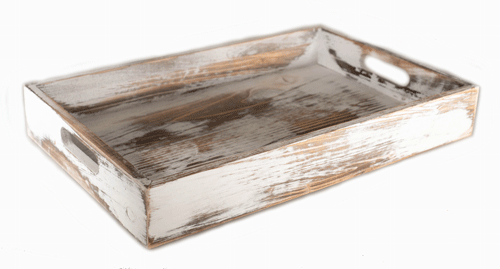 Whitewash Fir wood Tray LARGE 19.75 x 13.75 x 2 inch - Fits cello bag 35x40