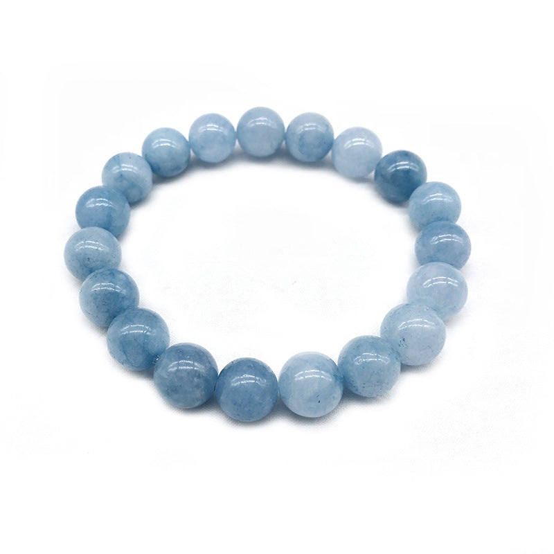 Blue Chalcedony Quartz Gemstone Bracelet - 12mm  7.5 Inch