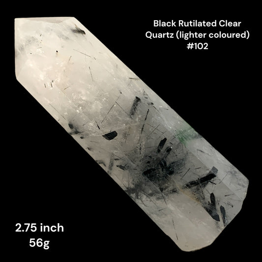 Black Rutilated Quartz (lighter) - 2.75 inch - 56g - Polished Points