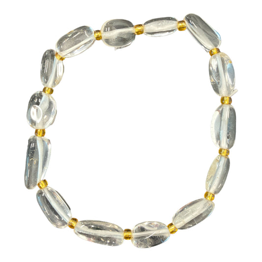 Clear Quartz - 8x10 mm Free Form Bead Bracelet - 6.5 inch - China - NEW1223