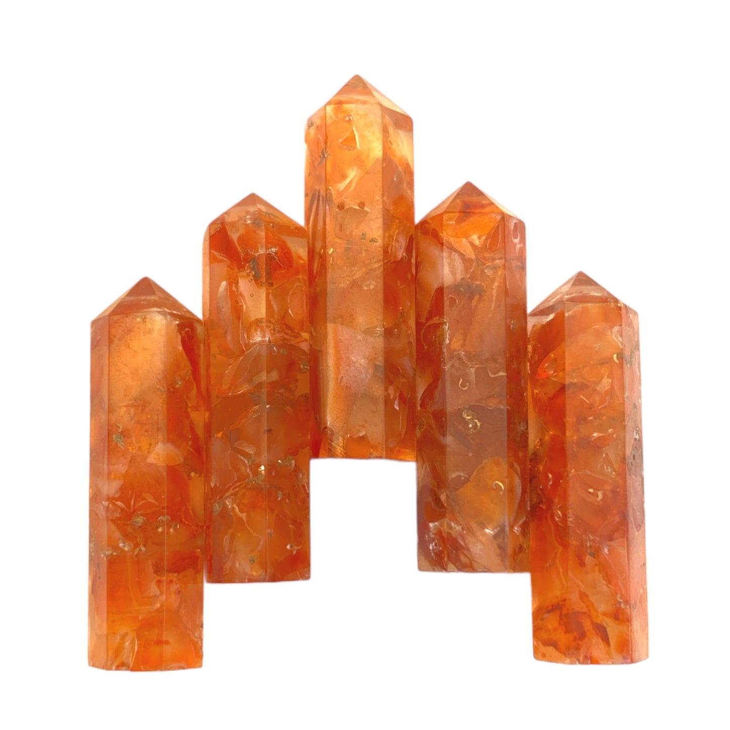 Carnelian Orgonite - 35-40mm - Single Terminated Pencil Points - (retail purchase as singles, wholesale min order 5) - NEW522 - India