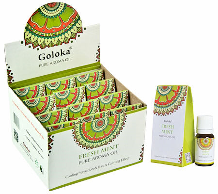 Goloka Fresh Mint Aroma Oil - Présentoir Avec 12 Bouteilles