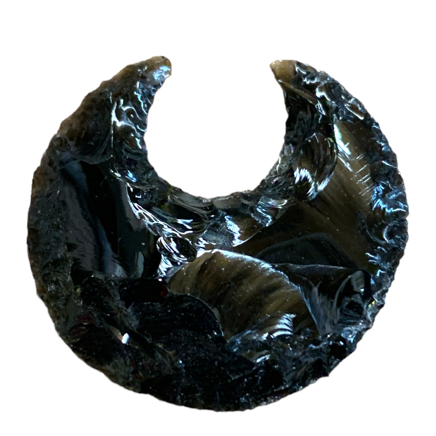 OBSIDIENNE NOIRE Flinted Crescent Moon - 35mm - Inde - NEW921