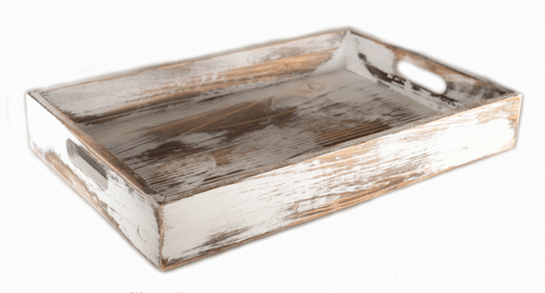 Whitewash Fir wood Tray SMALL 15.75 x 10 x 2.25 inch
