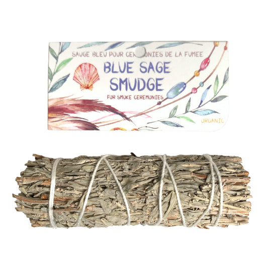 BLUE SAGE 4 inch Smudge Stick with Header