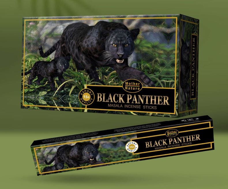 Mother Nature BLACK PANTHER Incense Sticks - Box contains 12 x 15 gram boxes - NEW222