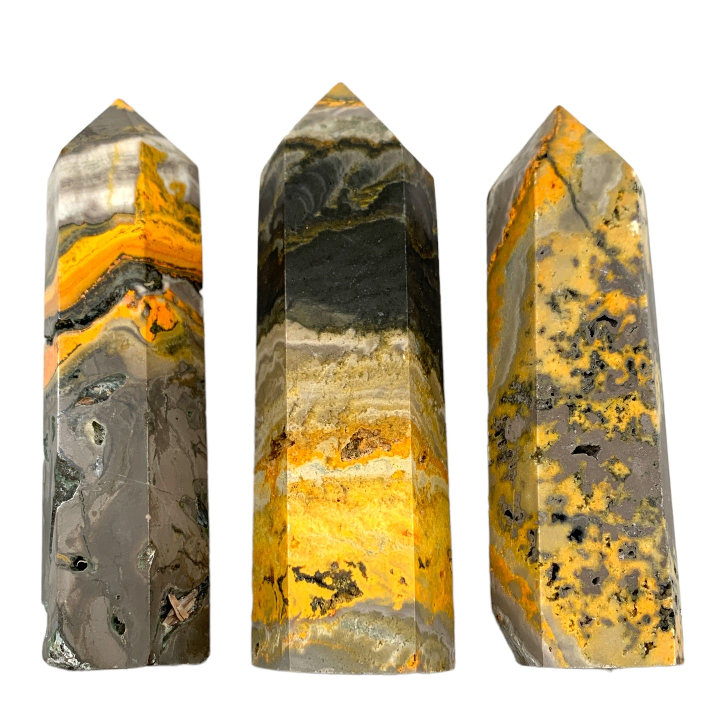 Bumble Bee - Polished Points - 44 - 135mm - Price per gram - Example 80 Grams is $28.80 - China - NEW1021
