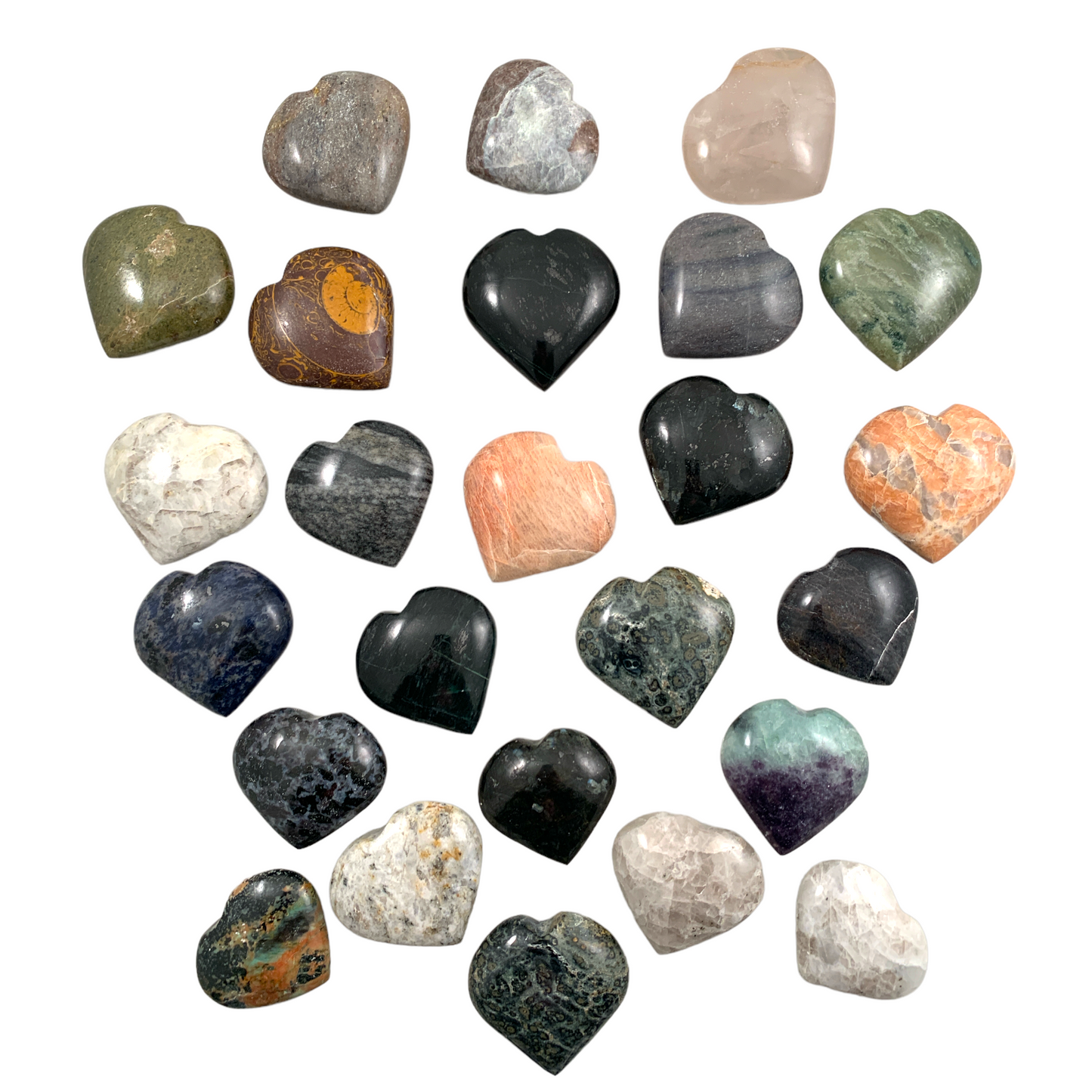 Pub Hearts - Assorted Stones - Medium 50-60mm - India - NEW1222