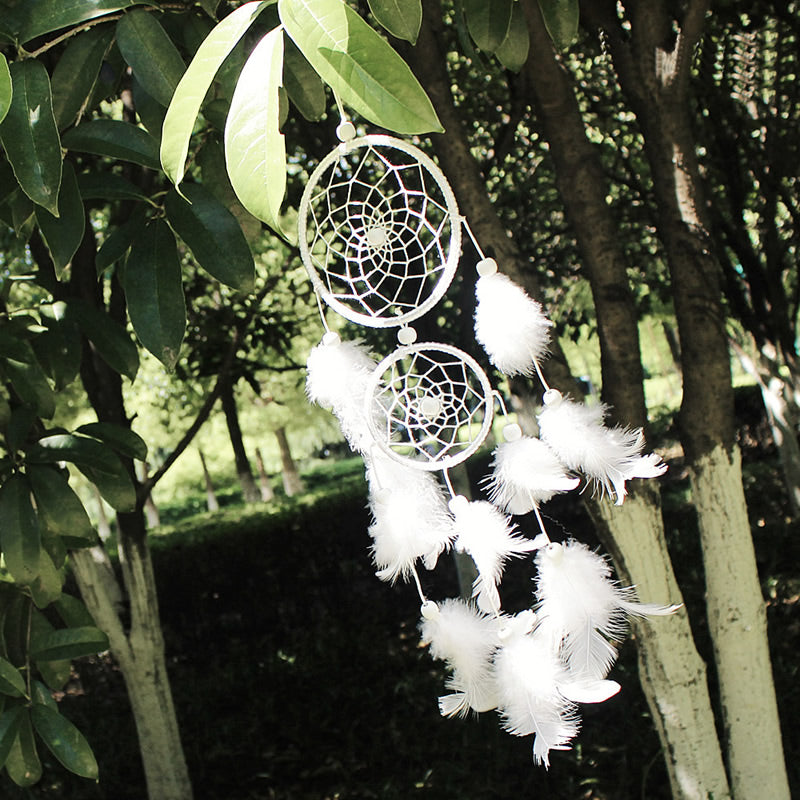 Fashion Dream Catcher - Feathers Velveteen Wood - WHITE - 460 mm