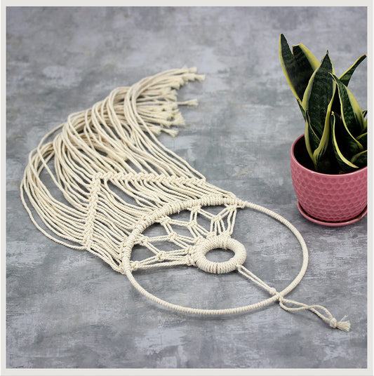 Macrame Round Dream Catcher with Cotton Thread - Beige 20x80cm - NEW222