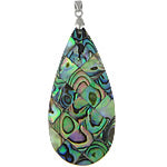 Teardrop Abalone Pendant - Brass - Platinum Colour Plated