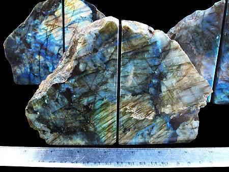LABRADORITE BOOKENDS High Flash - BLUE DOT - 2-3 kg per Pair - NEW521
