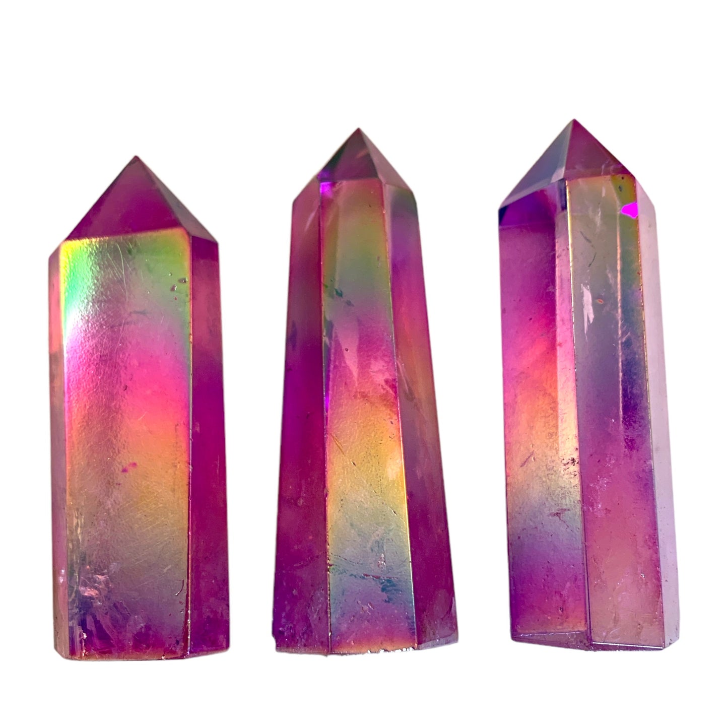 CLEAR QUARTZ Polished Purple Aura Points - 3-4 pouces - Prix par gramme - NEW822