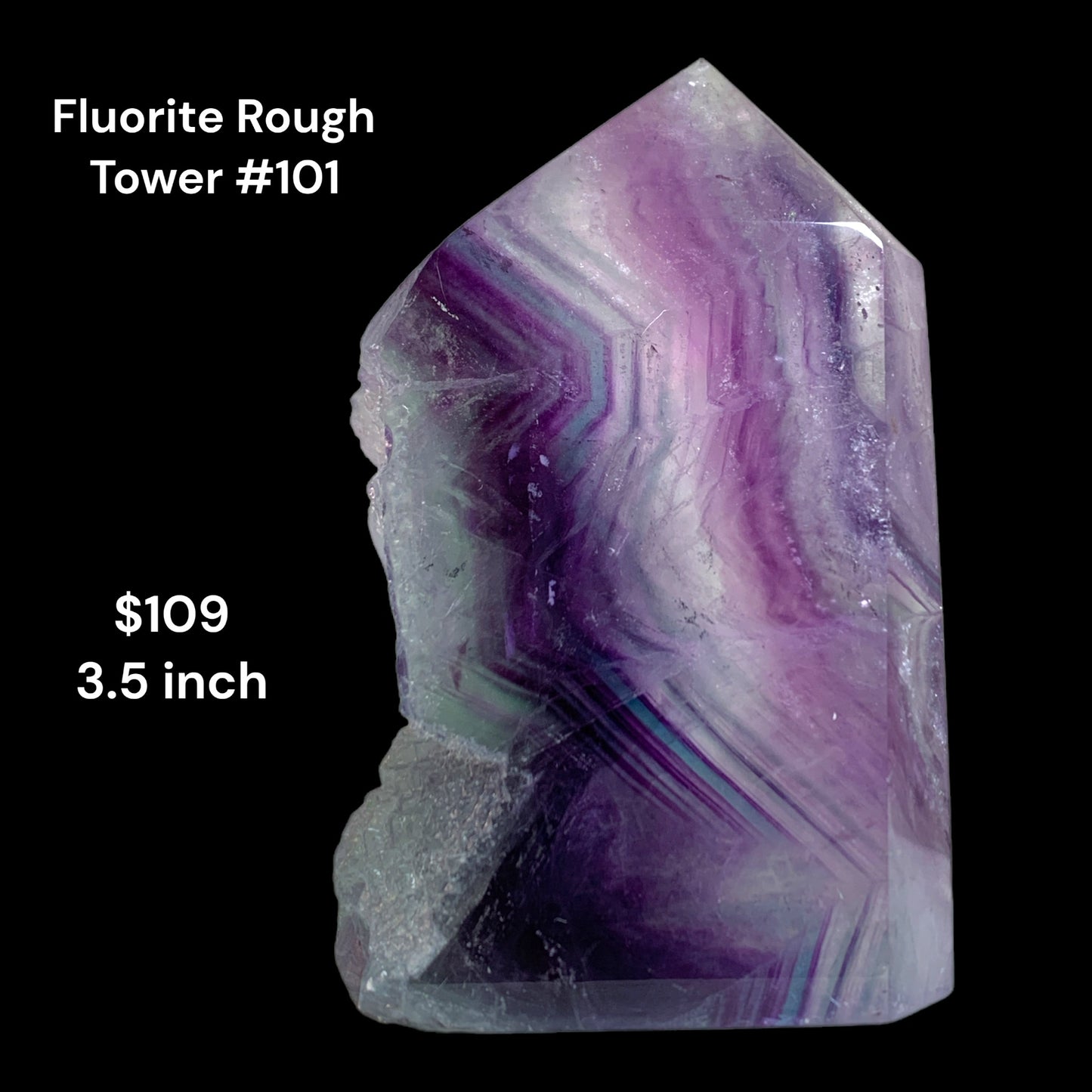 Fluorite Green & Purple - 3.5 inch - 300g - Rough Edge Polished Towers Polished Points