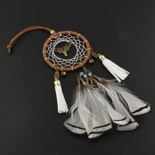 Dream Catcher - Feathers and Tassels and Deer Charm 10L x 3" W