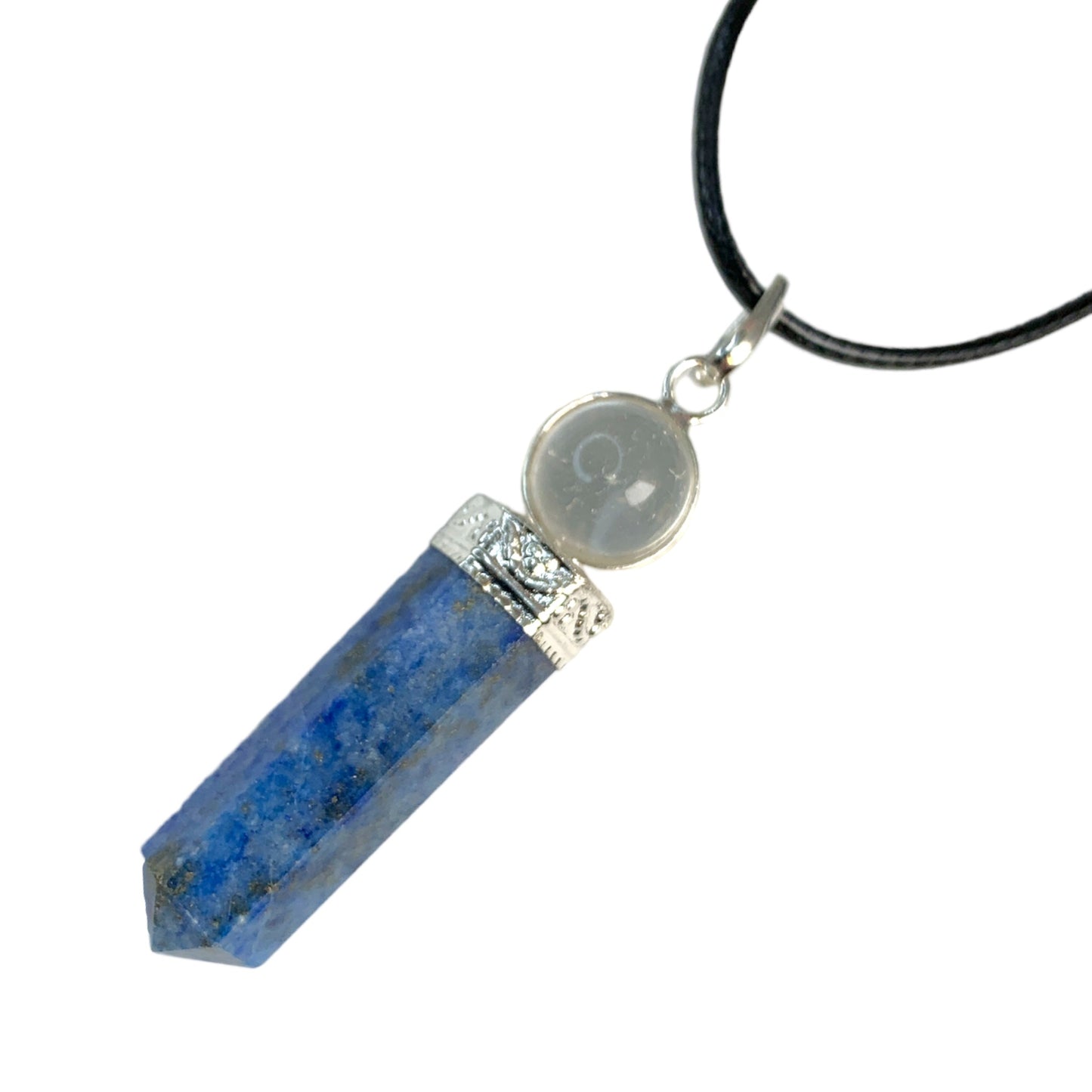 Lapis Lazuli avec Quartz 2pc Pendentif Cap Avec Cordon - 45-50mm - NEW121