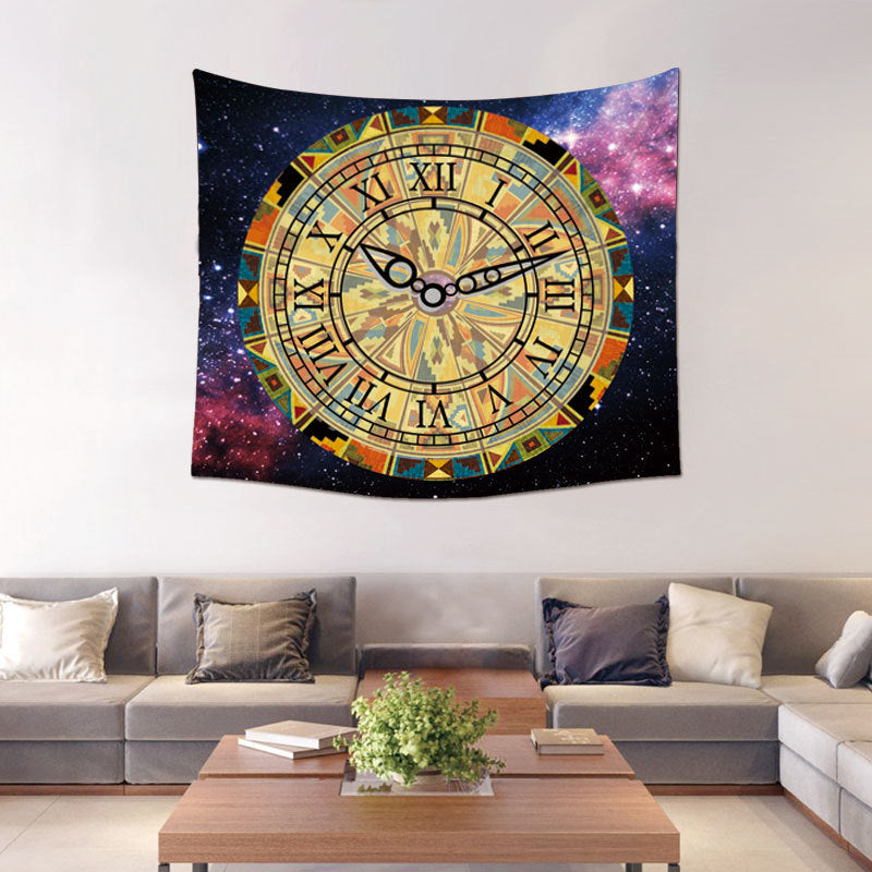 Tapisserie Horloge Or &amp; Noir - 150x130cm - TOILE D'AUTEL - - Polyester