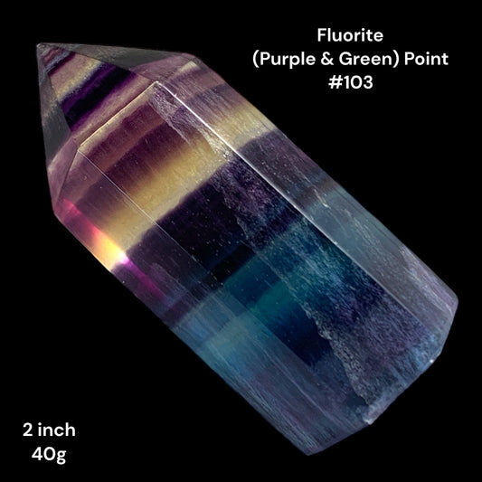 Fluorite Purple & Green - 1.75 inch - 27g - Polished Points